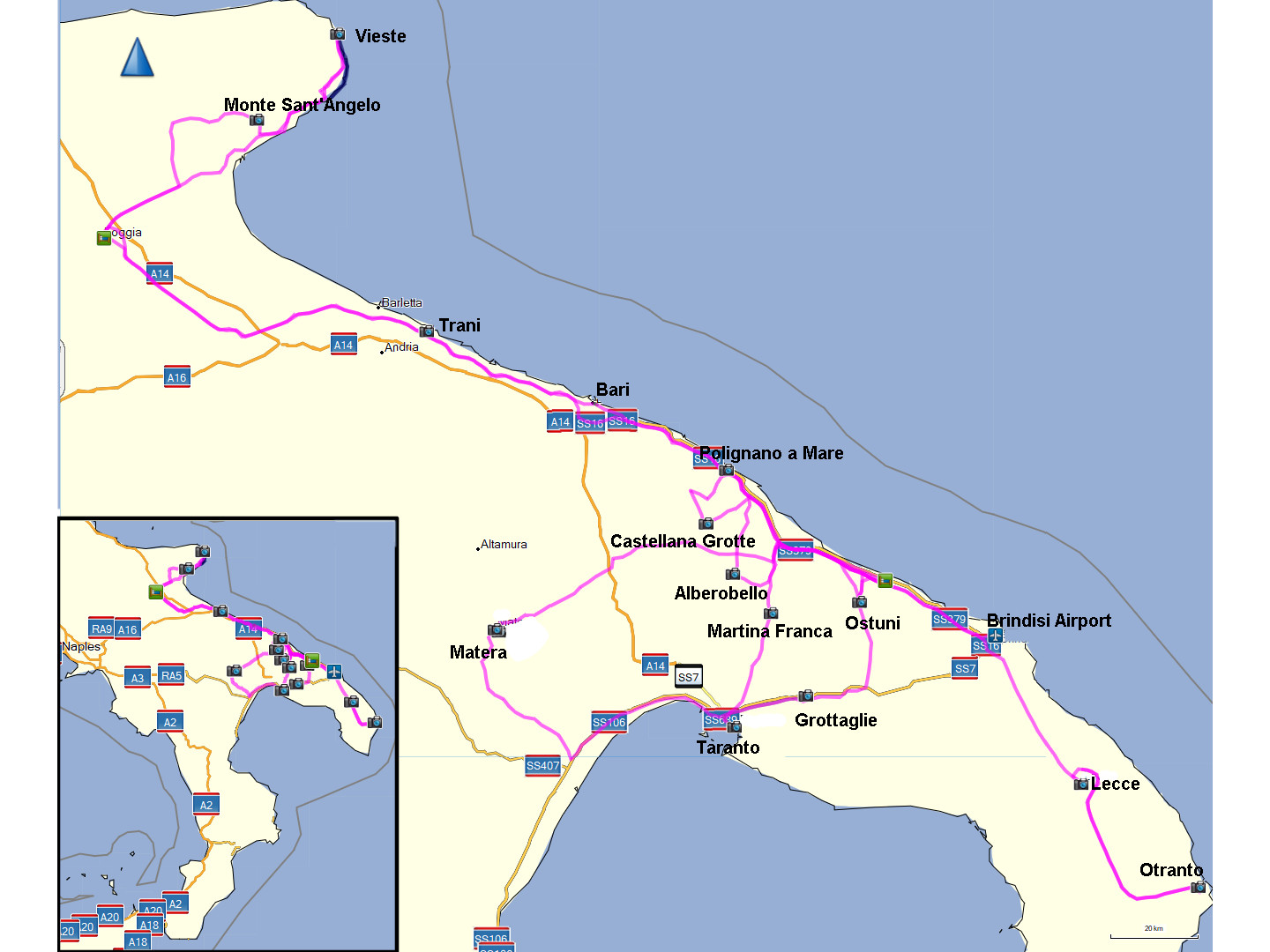 Laars v Italië-afgelegde weg
