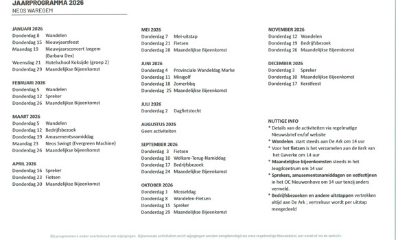 jaarprogramma 2026