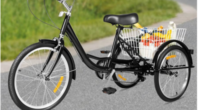 WFIETN 20 Inch Driewieler Voor Volwassenen 8 Versnellingen 3 Wielen Fiets Met Boodschappenmand Zwart Stadsfiets Se