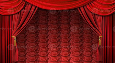 3616022 Ouderwetse Elegante Rode Theater Podiumgordijnen Foto